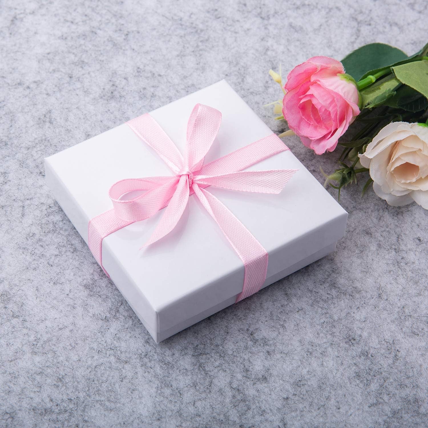 Jewelry Gift Boxes 40 Pack 3.5X3.5X1 Inch Cardboard Jewelry Boxes,Small Gift Boxes for Jewelry Earrings Necklaces Handmade Bangles Bracelets(White)