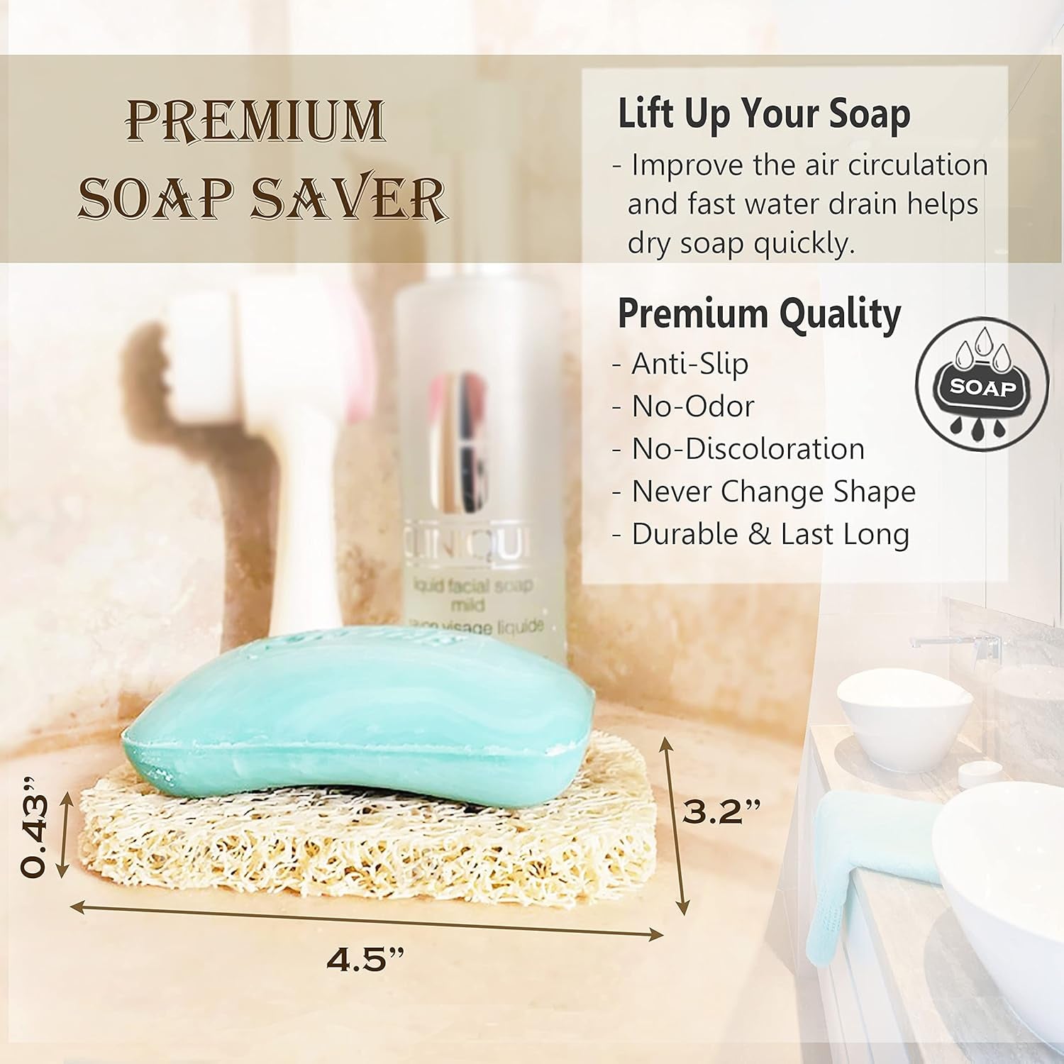|4Pack| Keep Soap Clean & Fresh Bathroom Soap Dishes, Soap Saver Set | Eco-Friendly, Recyclable | Flexible & Durable Soap Lift | Bpa-Free, Non-Slip Bath Soap Holders