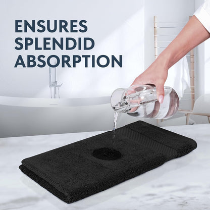 Luxury Cotton Washcloths 13X13 Inch - 650 GSM Turkish Cotton | Hotel, Spa, Bathroom Face Towel | 12 Pack, Black