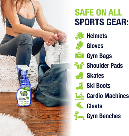 Sports Cleaner and Deodorizer - for Boxing Gloves, Sports Pads, Helmets, Gym Bags, Gym Equipment and More - Naturally Powered by Plants, 16 Fl Oz (1-Pack)