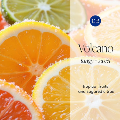 Volcano Scented Candles - Luxury Glass Jar Candles for Home Scented with Tropical Fruit & Sugared Citrus - Soy Wax Blend -  Volcano - Black Color (8 Oz)