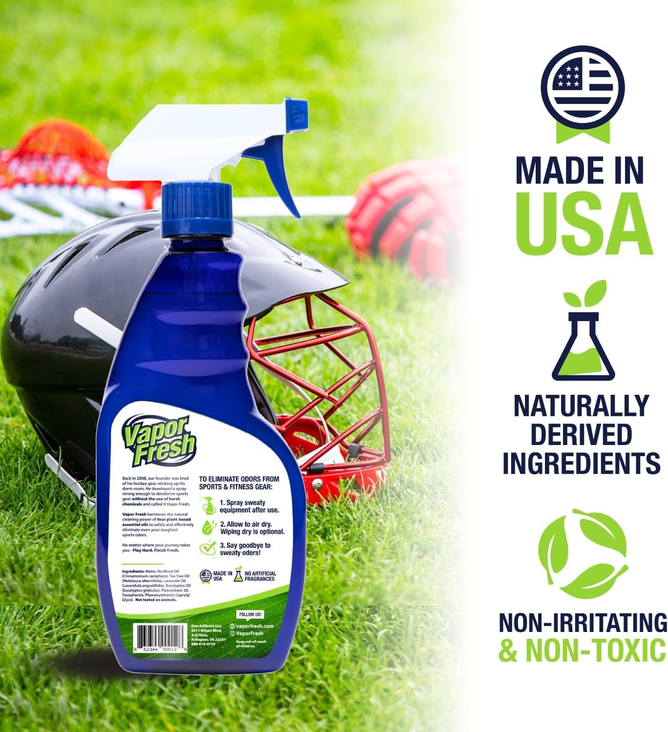 Sports Cleaner and Deodorizer - for Boxing Gloves, Sports Pads, Helmets, Gym Bags, Gym Equipment and More - Naturally Powered by Plants, 16 Fl Oz (1-Pack)