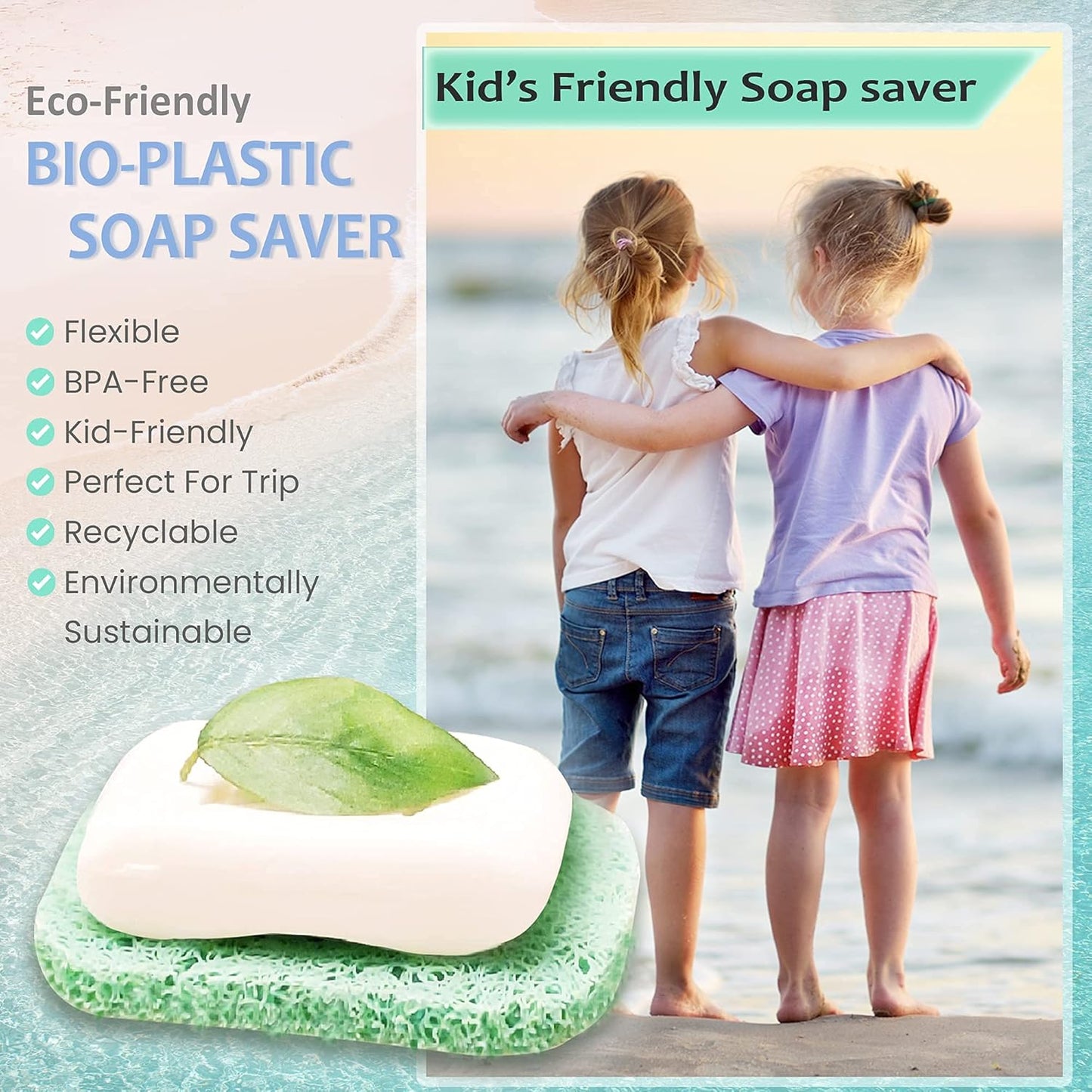 |4Pack| Keep Soap Clean & Fresh Bathroom Soap Dishes, Soap Saver Set | Eco-Friendly, Recyclable | Flexible & Durable Soap Lift | Bpa-Free, Non-Slip Bath Soap Holders