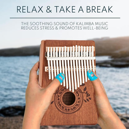 17-Key Kalimba Thumb Piano - Portable Mahogany Percussion Mbira Instrument - Beginner Tuning Set, Music Instruments for Kids Gifts - Light Brown